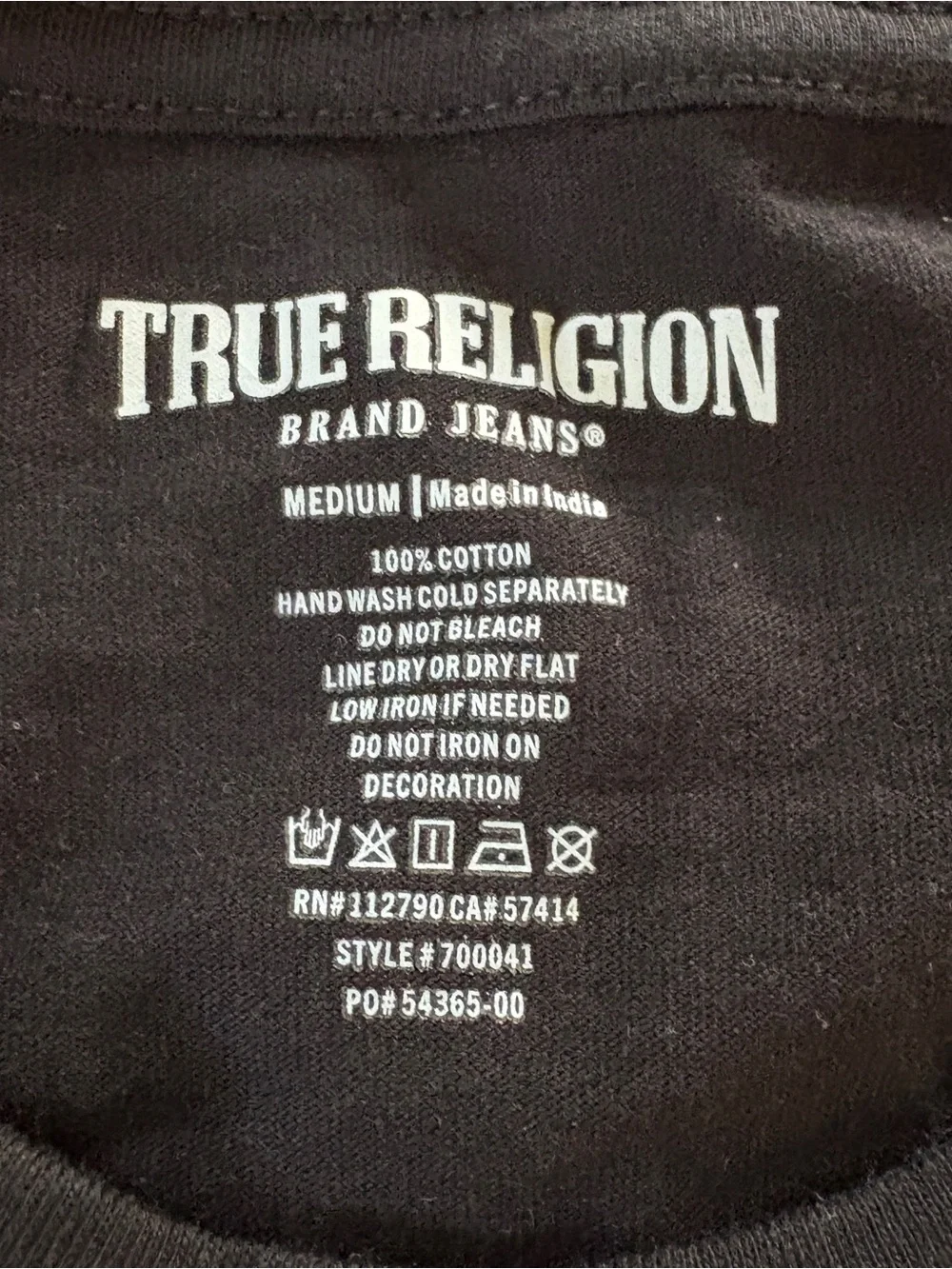 True Religion Black Tee with Red Graphic Buddha Logo